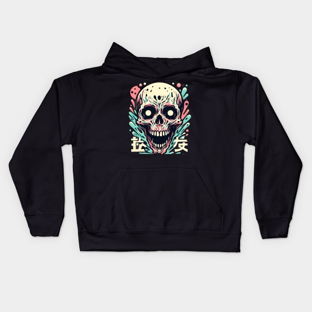 Pastel skull horror Kids Hoodie by Evgmerk